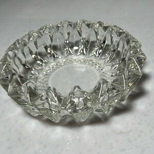 Vintage Full Lead Crystal Heavy Candy Dish with Diamond Pattern